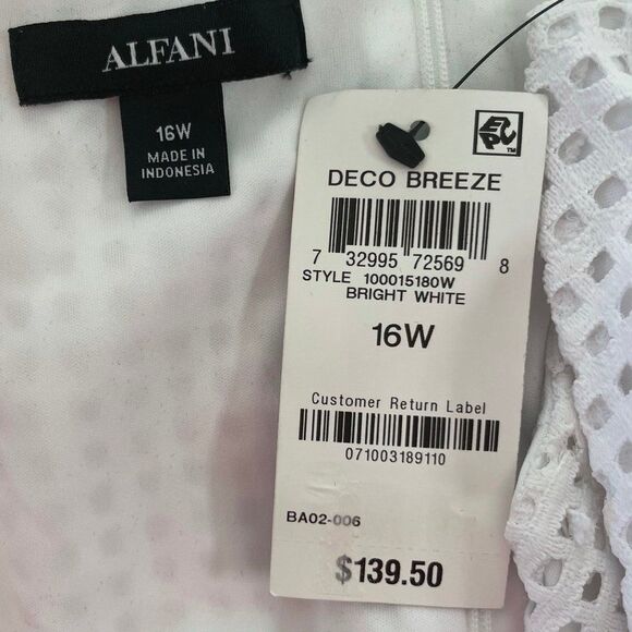 Alfani Women’s White Eyelet Sleeveless Jewel Neck Midi Empire Waist Evening - Picture 4 of 4